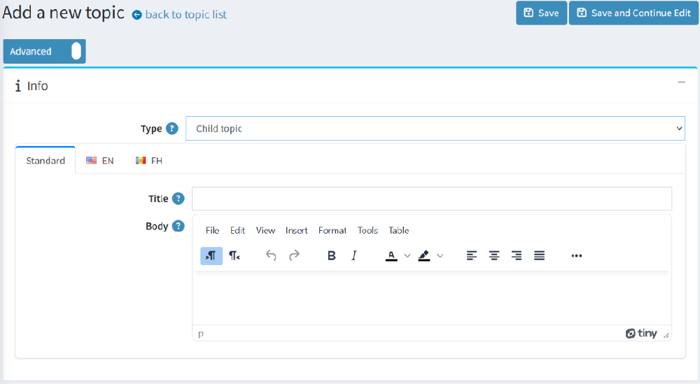 Advanced topic plugin child topic